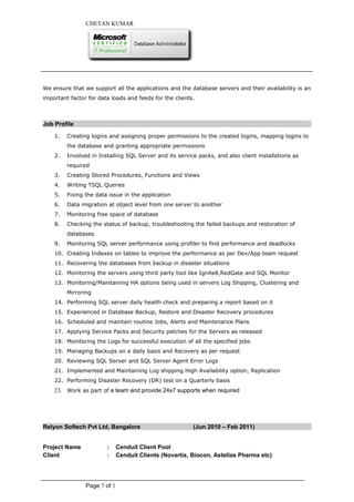 Chetan SQL DBA | PDF image.