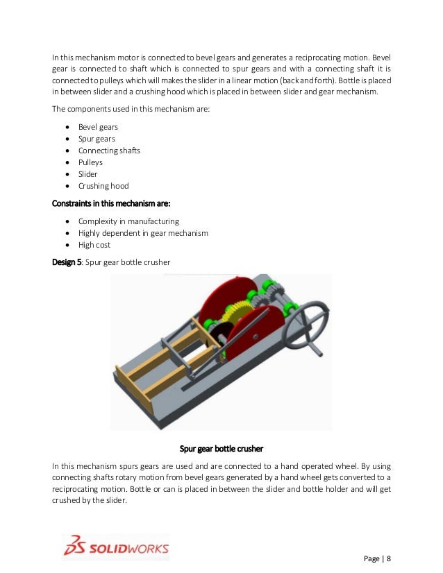 Single Slider Crank mechanism based canplastic bottle crusher.Proj.MS…