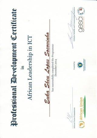 Certificado Lideranca Africana Baseada em Tecnologias de informacao