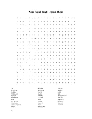 6
Word Search Puzzle - Kroger Things
C D I I H Q Z D S W E I G M N W O T O U
E H A P P L E S R T P I X J U H R S Y Z
J N R E P L E N I S H M E N T U A V C V
S D I B C C D M D N E T N O R F N N F X
B E Y L A L E A R S Q S E W I V G D H V
N B H M E C F E I B H C R I T Q E R Q W
Q O E C L U M R A S I R I M I I S U C E
R R X O N O L N I F S I I Y O Q X G A C
A P C V T U A B F E S C A N N E R G R I
L K C S S N L O A K D D L I K X N M T R
A A U W A I S L E Y D C Z L G U T D S Q
M C R S E P A R G C T A H N C Z S V T U
R U C O F Z Z R M A I A I I I L E D S D
U A J D L P J I H M K G E R C C V U K W
T Q I L D F L S N R G X K M Y K D K A P
J B G S R K A H Y A A N V M C F E W E E
A C V T I C B O B H U A X H Z L R N R X
U I I Y Y N I D K P D G B N H P X T B M
N B T L Y X S E U P I A Y J S F T A T H
D B Z L C Y J V S E L D O O N W G X Z I
AISLE APPLES BAGGING
BANANAS BLUELINE BREAKS
CAMERA CARTS CASH
CUSTOMER DAIRY DELI
DRUGGM FLORAL FRIEDCHICKEN
FRONTEND GRAPES LUNCHES
MEAT MILK NOODLES
NUTRITION OFFICE ORANGES
PHARMACY RAISINS REDVEST
REPLENISHMENT RICE SCANNER
SHRINK TIMECLOCK
 