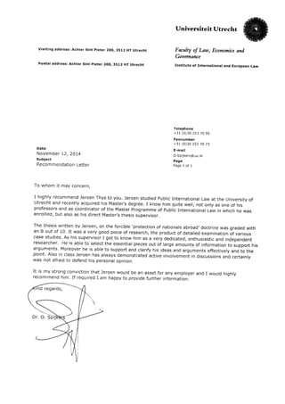 Recommendation Letter Jeroen Thijs