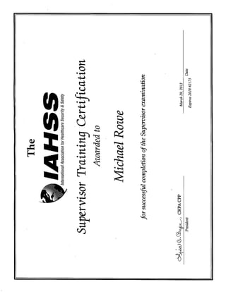 IAHSS Supervisory cert