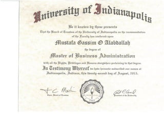 MBA Degree Certificate