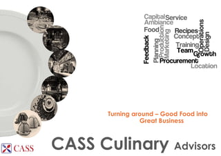 CASS Culinary Advisors
Turning around – Good Food into
Great Business
 