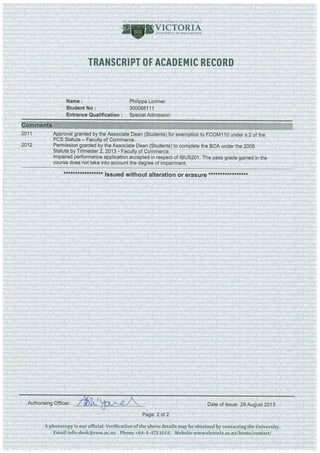 Official Uni Transcript | PDF