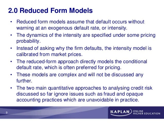 9_advanced credit risk management methods reduced form model