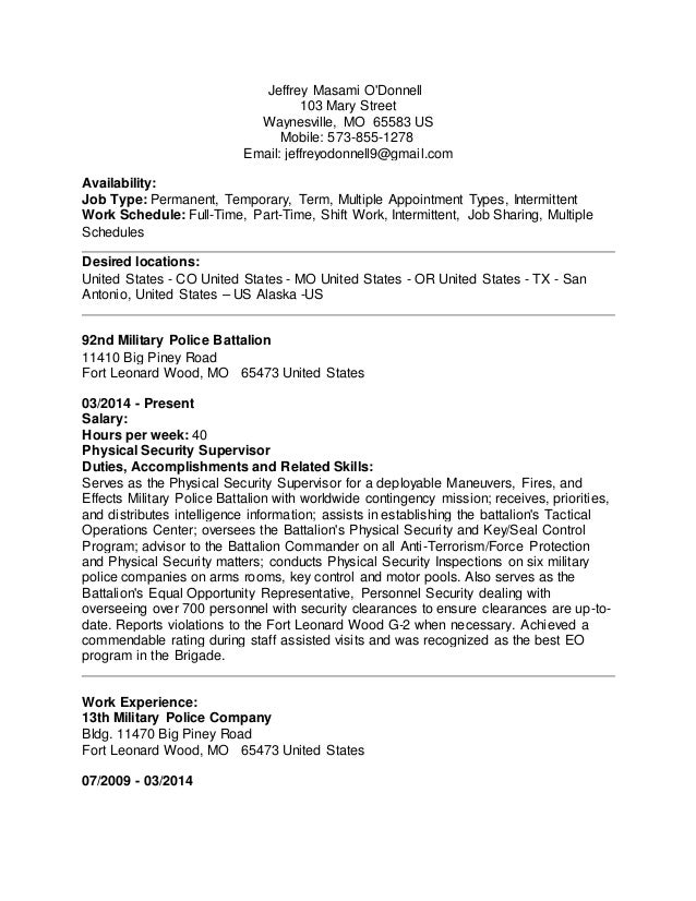 odonnell federal resume federal resume