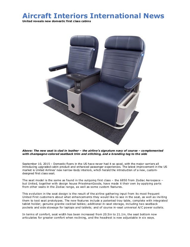 United Airlines 6850 First Class Seat And Preliminary Design Review Pdr
