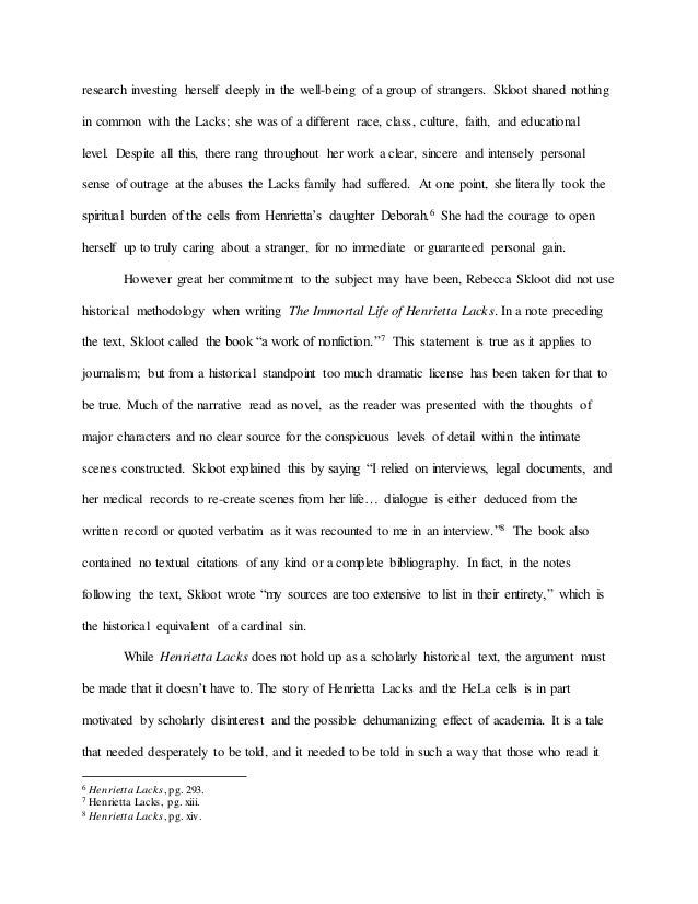 Essay questions for the immortal life of henrietta lacks