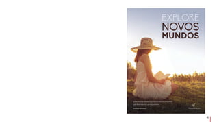 81
EXPLORE
NOVOS
MUNDOS
Um estilo de vida fascinante
Quando lemos um livro, descobrimos um mundo novo dentro e fora de nós mesmos.
E somente o livro de verdade nos permite atravessar um horizonte a cada página
virada, fazendo sempre com o que você se surpreenda.
Venha conhecer novos horizontes. Faça Aliança Francesa.
 