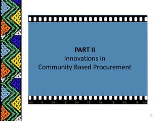 use of participatory tools in target group identification - use of positive discrimination measures like mandated membership of women in decision making bodiesensuring most strategic need for the group as a whole is prioritized