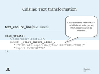 Cuisine: Text transformation


                                      Ensures that the PYTHONPATH
                         ...