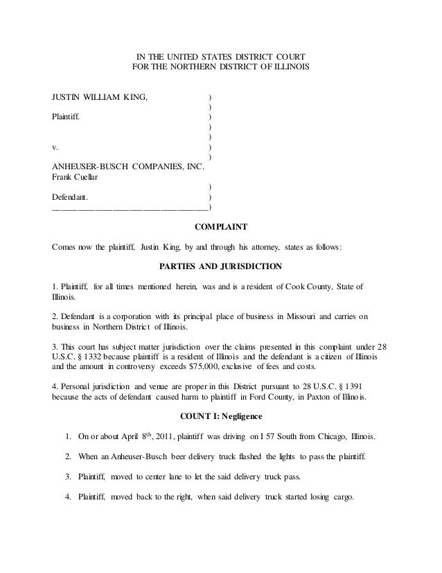 SHurd Sample Complaint SHurd Sample Complaint