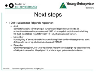 De videregående uddannelserUniversiteterneUdvikling i elevdeltagelsen over efterårssemestrene.Januar 2011 -  Videncenter- og Analyseenheden – leve@ffe-ye.dk