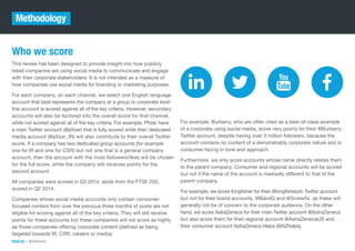 Who we score
This review has been designed to provide insight into how publicly
listed companies are using social media to...