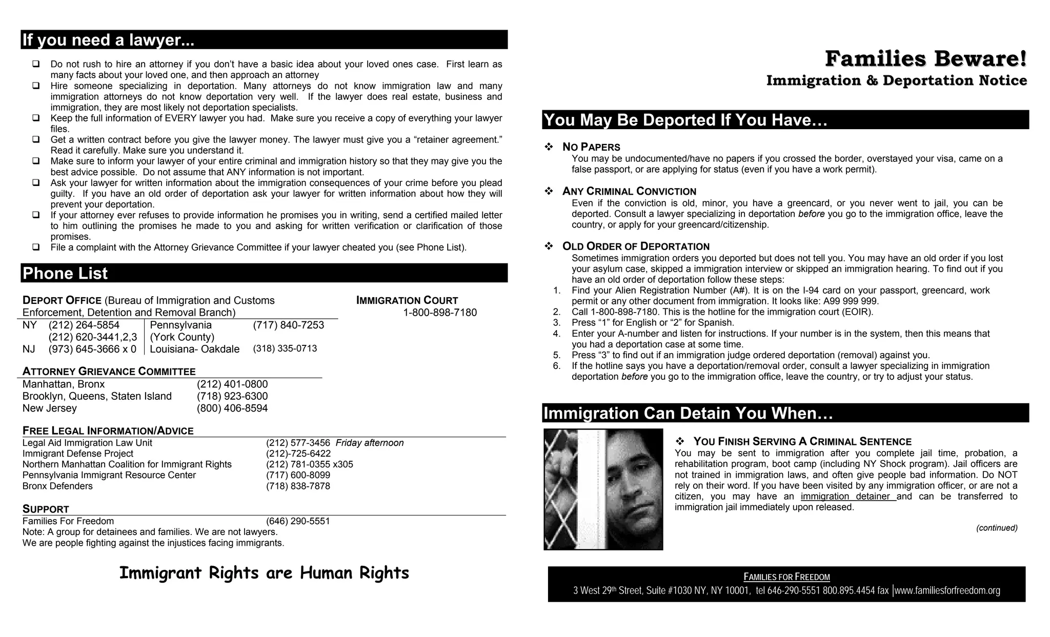 Printable Immigration Rights Immigrants Know Your Rights | PDF
