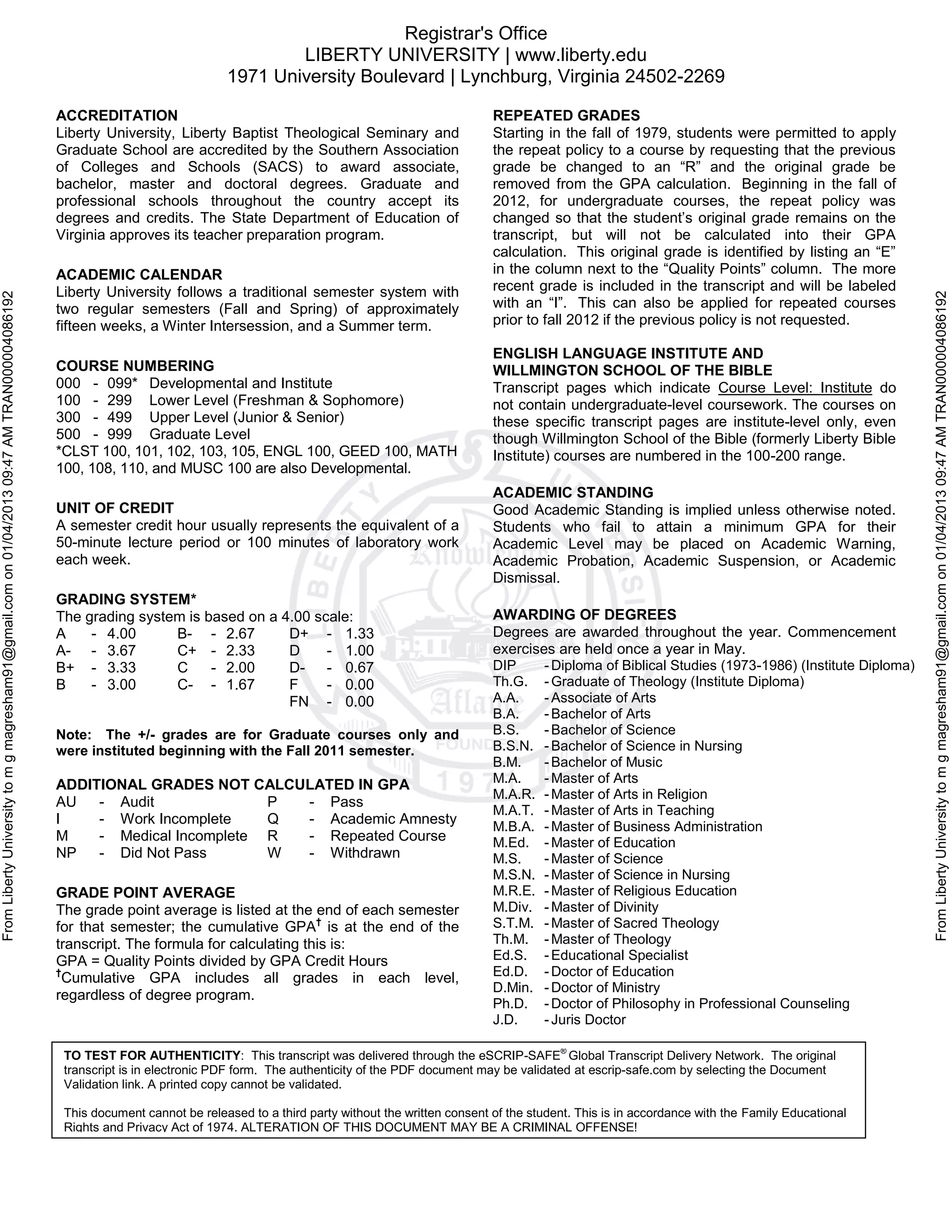 College transcript | PDF