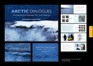 ARCTIC DIALOGUES
Conversations between Art and Science
Jane Rushton & Crispin Halsall
	
ARCTIC DIALOGUES
Conversations between Art and Science
Jane Rushton & Crispin Halsall
ARCTIC DIALOGUES
Conversations between Art and Science
Jane Rushton & Crispin Halsall
Arctic Dialogues.indd 2-3 15/12/2010 09:57
‘ If we look at their processes, rather than their end products, science and
art share so many ways of proceeding: observation, structured speculation,
visualization, exploitation of analogy and metaphor, experimental testing, and
the presentation of a remade experience in particular styles.. In these shared
features, the visual very often has a central role.’ 1
The exhibition and catalogue Arctic Dialogues is a response to a period of field-work on the Arctic island of
Spitzbergen in the Svalbard Archipelago, in which artist Jane Rushton joined atmospheric scientist Crispin Halsall,
and research assistant Gary Codling, during February 2009. Significant contributions come from anthropologist.
Griet Scheldeman, who joined in the conversation back in Lancaster, and visual artist Sarah Casey.
1
Martin Kemp, Visualizations The Nature Book of Art and Science, (Oxford: Oxford University Press) 2000, p.4.
1
Conversations
JR Experimentation and risk-taking are central to my process; images are ‘found’ through testing, manipulating, and
saying ‘what if?’What part does experimentation play in your scientific process?
CH Experimentation in science is often based on a ‘hunch’ and then refined as a hypothesis, to be tested through
observations.There is a risk, particularly with field based science, that the number of variables (some of which may not have
been considered) confound the experiment, or bias the observations in some way.
JR When we were in Longyearbyen, the light was extraordinary and it has impacted hugely on my sense of the place,
and found its way into my visual responses, which are either monochrome or of limited palette. Can you say something
about the significance of light in your project?
CH Light is an important factor in our work. Light penetration of surface snow layers can influence contaminant fate. In Polar
twilight, the period just before Polar sunrise, light intensity is low and the contaminant profile in surface snow may be quite
different compared to the profile observed after sunrise.
JR We have both spoken about the notion of attention to detail, and for me that reflects both a way of seeing, and a
way of working, in that I try and remain responsive to subtleties and variations in what I see and what I do.
CH As analytical chemists, attention to detail in our methods gives us the precision and accuracy in our
measurements required to understand pollution processes in this unique environment.
Snow sampling, Svalbard
4 5
Again, subtle variations in physical parameters such as air temperature or stratification within a snowpack can have a large
influence on how chemical pollutants behave.
JR In the work I have made, and as a recurring concern throughout my practice, is the paradox between macro and
micro; how the work can be interpreted in terms of either, and makes reference to both. Does the notion of macro/
micro enter into your thoughts?
CH Different types of snow in the same snowpack often have very different properties e.g. densities, surface area and
particle loadings. By examining these ‘micro’ features then an often bigger picture emerges. For example, a snow layer
enriched in particulate matter will effectively hold onto chemical pollutants until the end of the winter season, unlike a
‘particle free’ layer, where the pollutants are much more mobile.
JR The field period that we spent together allowed me to observe and absorb something of your processes and
methods, which have undoubtedly influenced some of my own working methods. I’d be interested to know if my
presence had any impact on your experience there?
CH Having you, as an art researcher, with us opened our eyes!We could appreciate the subtle features in the landscape,
which, perhaps, we may not have noticed, and this helped influence our choice of study sites.
Residual Traces , 2009
30 x 30 cm
Filter papers and filtration residues
6 7
Detail from Topography III, 2010
4 x 20 x 20 cm
Graphite pencil, watercolour, gesso,
and ink on Indian paper
Topography II, 2010
20 x 20 cm
Graphite pencil, gesso, and ink
on Indian paper
12 13
Given that these works are based on fieldwork carried out before the Polar sunrise, metaphors of darkness and
apparition might be more apt for describing these works; works which have emerged through an intuitive process: one
of sensing, of searching. For instance, Mapscape II is made by feeling her way across the vast white expanse of the page,
sensitive to these specificities of her experiences in the cold blue-white landscape that is Svalbard; a meditation on
remembered sights, sounds, feel of the landscape. According to Rushton, this work is as much about mapping herself as
the landscape.
So, returning to the history of drawing and empirical observation, it becomes clear that a definition of ‘observation’
which reflects merely the ocular is insufficient for these works.‘Observation’ as deployed by Rushton emerges as
something more experiential, phenomenological: being mediated by the body, and the scientific methodologies through
which she experiences it.The body as filter; her practice and process as filter; a situated knowledge. (Donna Haraway
Feminist Studies,Vol 14 1988, 575-599).
Thus this exhibition does not aspire to describe or illustrate the activities of the scientist, nor does it appropriate their
techniques wholesale. Instead, an eclectic borrowing and combination of materials, processes, technologies and aesthetics
are combined in the work with sensuous embodied knowledge of the landscape to make an elegant response to that
environment, not only the polar environment, but the professional environments of scientific and artistic study.
Detail of Mapscape II, 2010
Full size, 60 x 45 cm
Pencil on paper
Mapscape I, 2009
20 x 20 cm
Graphite suspension and pencil
on paper
10 1122
Lancaster Institute for Contemporary Arts (LICA)
Lancaster University
A5 Landscape Brochure
 