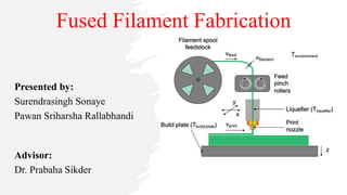 Fused Filament Fabrication
Presented by:
Surendrasingh Sonaye
Pawan Sriharsha Rallabhandi
Advisor:
Dr. Prabaha Sikder
 