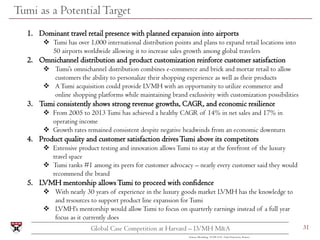 31Global Case Competition at Harvard – LVMH M&A
Tumi as a Potential Target
1. Dominant travel retail presence with planned...