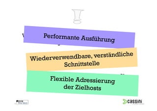 Wie erreiche ich eine größere Anzahl Hosts
               möglichst gleichzeitig?

          Wie kann ich Kommandos sicher
           gestalten und dokumentieren?

       Wie finde ich heraus, welche Hosts für
           meine Abfrage relevant sind?


18
 