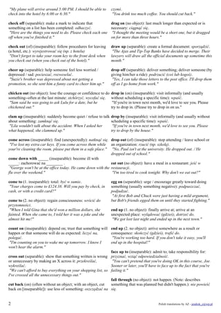 Phrasal verbs fce cae cpe defined in english polish translations | PDF