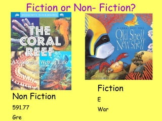 Fiction or Non- Fiction?
Non Fiction
591.77
Gre
Fiction
E
War