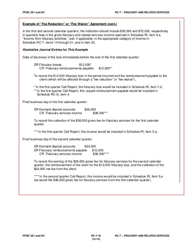 FFIEC Call Report Instructions Update 12-31-14 - Bank Trust Departmen…