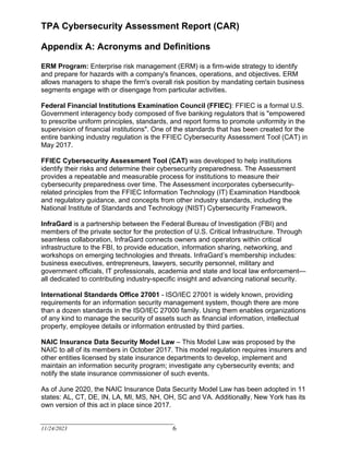 Ffiec Inherent Risk Questionaire FFIEC Cybersecurity Assessment Report CAR Example .pdf