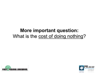 More important question:
What is the cost of doing nothing?
 