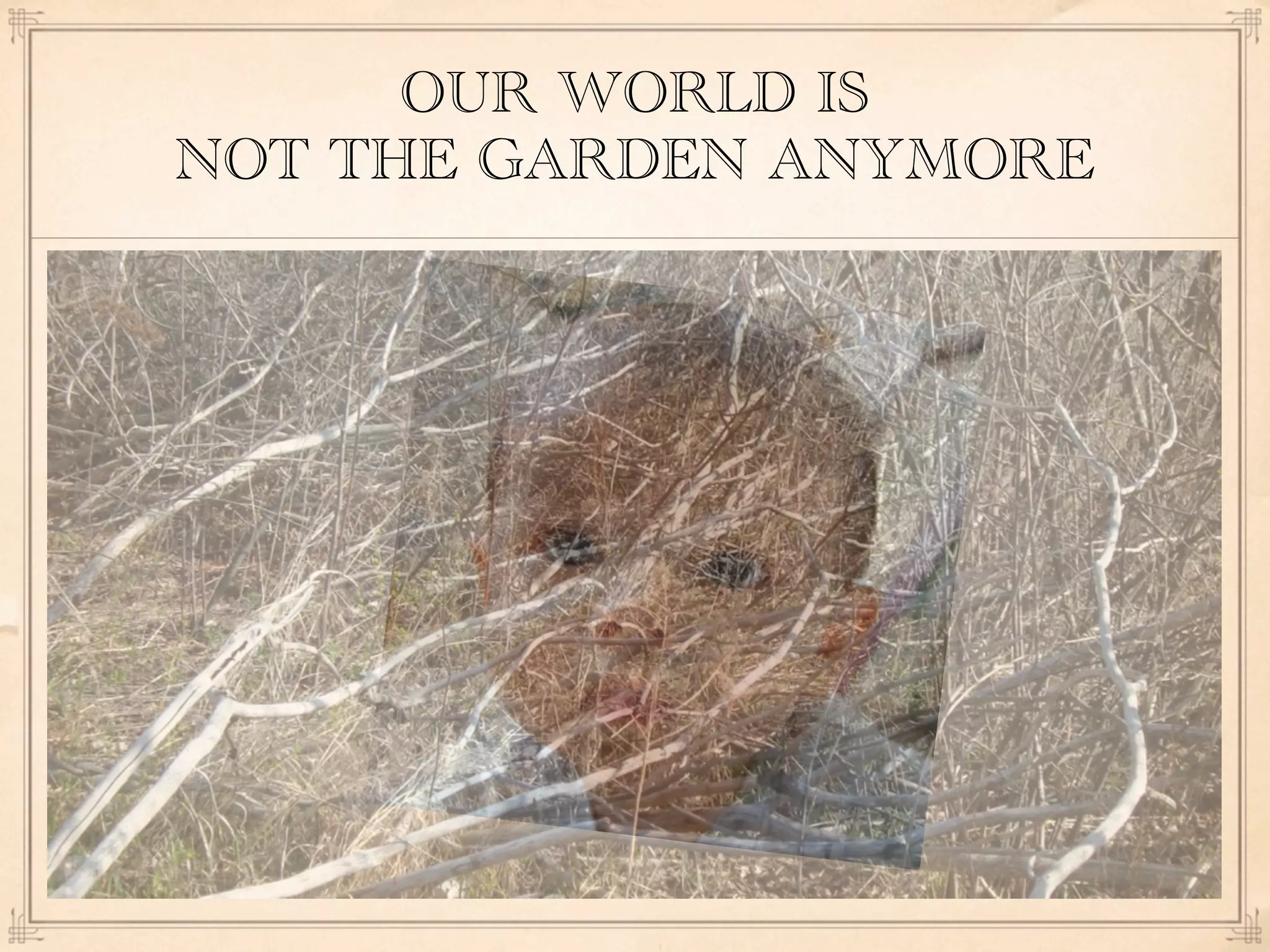 OUR WORLD IS
NOT THE GARDEN ANYMORE
 
