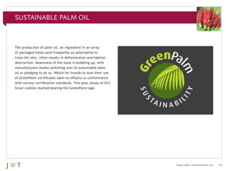 The production of palm oil, an ingredient in an array
of packaged foods (and frequently an alternative to
trans-fat oils),...