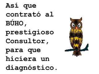 Así que contrató al BÚHO, prestigioso Consultor, para que hiciera un diagnóstico. 