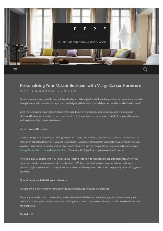 Personalizing Your Master Bedroom With Marge Carson