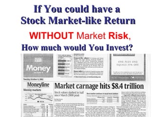 If You could have a  Stock Market-like Return How much would You Invest?  Rao K. Garuda is a principal of First Financial Resources Registered Representative Securities offered through QA 3 Financial Corp WITHOUT  Market  Risk , 