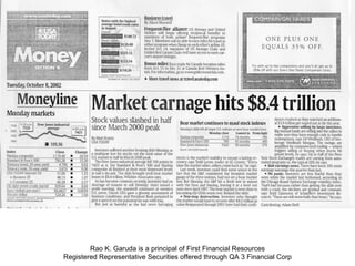 Rao K. Garuda is a principal of First Financial Resources Registered Representative Securities offered through QA 3 Financial Corp 