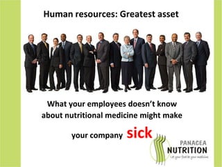 Human resources: Greatest assetWhat your employees doesn’t know about nutritional medicine might makeyour companysick