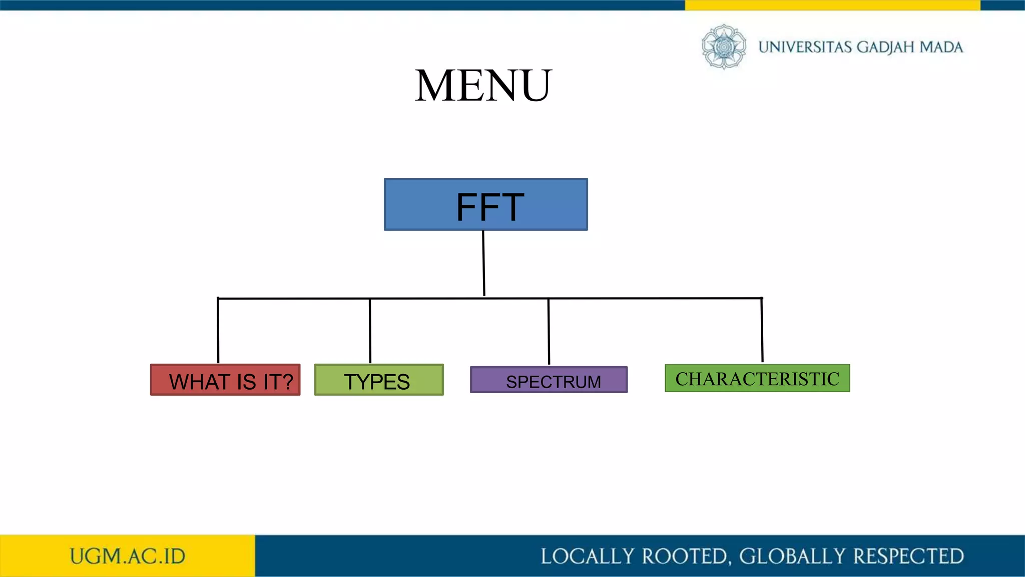 MENU
FFT
WHAT IS IT? TYPES SPECTRUM CHARACTERISTIC
 
