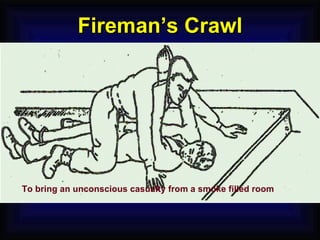 Fireman’s Crawl To bring an unconscious casualty from a smoke filled room 
