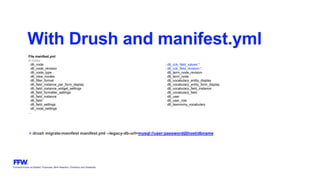Formerly known as Bysted, Propeople, Blink Reaction, Chainbizz and Geekpolis
With Drush and manifest.yml
File manifest.yml
# nodes
- d6_node
- d6_node_revision
- d6_node_type
- d6_view_modes
- d6_filter_format
- d6_field_instance_per_form_display
- d6_field_instance_widget_settings
- d6_field_formatter_settings
- d6_field_instance
- d6_field
- d6_field_settings
- d6_node_settings
…
- d6_cck_field_values:*
- d6_cck_field_revision:*
- d6_term_node_revision
- d6_term_node
- d6_vocabulary_entity_display
- d6_vocabulary_entity_form_display
- d6_vocabulary_field_instance
- d6_vocabulary_field
- d6_user
- d6_user_role
- d6_taxonomy_vocabulary
> drush migrate-manifest manifest.yml --legacy-db-url=mysql://user:password@host/dbname
 