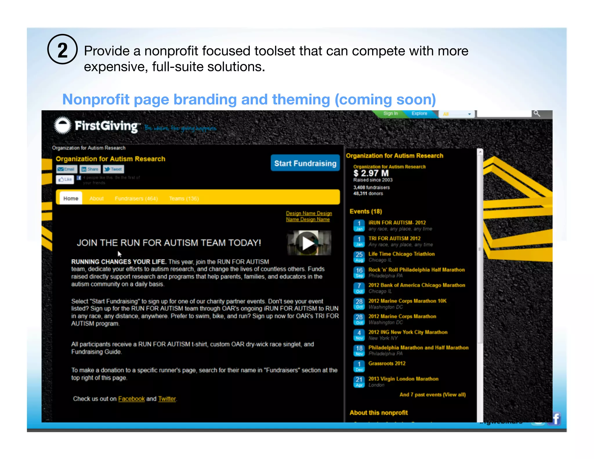 2   Provide a nonproﬁt focused toolset that can compete with more
    expensive, full-suite solutions. 

Nonproﬁt page branding and theming (coming soon)
 