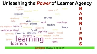 BARRIERS; Chapters 5, 12, 15, 17
Unleashing the Power of Learner Agency
B
A
R
R
I
E
R
S
 