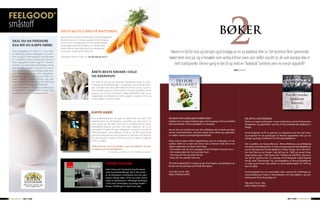 småstoff
     Skal du ha ferSkere
     egg må du kjøpe høne!
     Toten Eggpakkeri har flyttet inn i nytt miljø-
     vennlig bygg i Kraby næringspark. Her kom-
     mer nå egg fra Totenbygdene enda ferskere
     ut i markedet med sin ekstra gule plomme.
                                                      åreTS beSTe STand på maTSTreIf!
                                                      Mat fra Toten ble kåret til Årets Beste Stand på Matstreif
                                                      på Karl Johan, som i år ble arrangert for femte gang.
                                                      Her var over 70 produsenter fra hele landet samlet,
                                                      og arrangementet ble besøkt av ca. 90.000 men-
                                                      nesker. Mat fra Toten fikk prisen fra arrangørene
                                                      Innovasjon Norge og KSL Matmerk.

                                                      Slagordet til Mat fra Toten er: ”Du får dæ du trur”!
                                                                                                                                                                                                                              bøker
                                                                                                                                                                                                                                         2
                                                                                                                                                                          Høsten er tid for mat og kanskje også innkjøp av en ny kokebok eller to. Det kommer flere spennende
                                                                                                                                                                         bøker frem mot jul, og vi forsøker som vanlig å finne noen som skiller seg litt ut, de som kanskje ikke er
     Toten Eggpakkeri leverer egg fra 7 konven-
     sjonelle og 3 økologiske besetninger. De tre                                                                                                                           helt tradisjonelle. Denne gang er det til og med en ”kokebok” omtrent uten en eneste oppskrift!
     siste har blitt bygget fra grunnen av, og er
     satt i gang som et samarbeidsprosjekt mel-                                                                                                                                                                                               TeksT: tOr kLEVEN
     lom Norgesgruppen og Toten Eggpakkeri.
                                                                                         åreTS beSTe råvare I OSlO
     Økologiske egg fra Toten finnes nå i den nye                                        Og akerShuS!
     serien ”Jacobs utvalgte”. 150.000 egg pas-
     serer anlegget hver dag, og du får Toten egg                                        For andre år på rad har økologisk kongeøsterssopp fra Gour-
     i stadig flere forretninger på Østlandet.                                           metsopp på Dystlandhaugen i Skogbygda vunnet denne kårin-
     Eggene er klarert for ”Nyt Norge-merking”, og                                       gen. Kåringen fant sted under Matstreif på Karl Johan, og dom-
     er også med i konseptet Mat fra Toten, som                                          merne frydet seg over smaken på en utmerket og delikat råvare.
     du kan lese mer om i Feelgood senere.                                               Soppen har en fast konsistens, fyldig nøtteaktig smak og er
                                                                                         meget drøy ved tilberedning. Du får soppen i utvalgte Centra- og
                                                                                         Ultra-butikker i Oslo og omegn.




                                                                                         kaffe-gave!
                                                                                         Norsk Kaffeinformasjon har laget en delikat bok om kaffe, med                   eN bOk FOr kJærLIgHeTSMÅLTIDeT                                                      eN arTIg HISTOrIebOk
                                                                                         nydelige fotos og illustrasjoner, oppskrifter og mye annet. En                  Dagfinn Hov har laget kokebok igjen. Denne gang er det en praktfull                 Dette er et spennende glimt i norsk mathistorie, helt fra forhistoriens
                                                                                         sann nytelse på 100 sider. Som leser av Feelgood får du boken                   bok med tittelen: Tid for kjærlighet. en kokebok                                    kokegroper og jegerkultur og frem til det profesjonelle kjøkkenet i
                                                                                         kostnadsfritt tilsendt, sammen med noen såbønner, slik at du                                                                                                        Norge.
                                                                                         kan forsøke å dyrke din egen kaffeplante. Ta kontakt med Norsk                  Her tar han oss med på en reise, der måltidene står sentralt og reisen
                                                                                         Kaffeinformasjon, www.kaffe.no, fortell at du fikk informasjon                  starter med forelskelsen. Sammen skaper tekst, bilder og oppskrifter                arvid Skogseth, nå 81 år gammel, er veteranen som har vært lærer
                                                                                         gjennom Feelgood, og bok og bønner er snart på vei til deg! Her                 en vakker ramme rundt kjærlighetsmåltidet.                                          og inspirator for en generasjon av Norske toppkokker. Han gir oss
                                                                                         kan du lese alt du trenger å kunne, og alt som bare er hyggelig                                                                                                     mange og artige smakebiter fra sitt lange kjøkkenliv.
                                                                                         å vite, om kaffe!                                                               Vakre ord har plass mellom oppskriftene, som en inspirasjon, en ren
                                                                                                                                                                         nytelse. Dette er en bok som krever tid av leseren, fordi den er en                 Det er profiler om Hanna Winsnes , Minna Wetlesen, og selvfølgelig
                                                                                         ”Kaffe skal være varm som helvete, svart som djevelen, ren som                  vakker opplevelse. Vi siterer noen linjer:                                          Henriette Schønberg erken. Vi leser om legendariske Dampkjøkkenet
                                                                                         en engel og søt som kjærligheten”                                               - Det smaker smil, sier han og legger en bit hvitt kjøtt i hennes munn.             og om det klassiske franske kjøkkens inntog i Norge. Så er det histo-
                                                                                                             C.M. de Talleyrand-Perigord,( 1754-1838)Fransk politiker.   - Det smaker glad, sier hun og mater ham.                                           rier som flere av oss husker i alle fall noe av. 1960 og navnet Hroar
                                                                                                                                                                         - Litt meg, sier han og mater henne.                                                Dege dukker opp. I 1969 åpnet han 3 kokker på Solli Plass. Og hvem
                                                                                                                                                                         - Deg, sier hun og biter ham lett.                                                  var sjef for grytene her? Jo, nettopp arvid Skogseth! Ingrid espelid
                                                                                                                                                                                                                                                             Hovig, selve ”dronningen” og grunnleggeren av fjernsynskjøkkenet
                                                                                                         fOTOuTSTIllIng                                                  TID FOr kJærLIgHeT er boken du gir til din kjære, og kokeboken du                   er med, og du finner hele rekken av årets kjøkkensjefer, fra 1979 og
                                                                                                                                                                         bruker når du skal lage mat til alle dine kjære.                                    frem til 2008.
                                                                                                         kafe Celsius på Christiania Torg fortsetter
                                                                                                         med sine fotoutstillinger. Nå er det verker                     224 sider. Pris kr. 449,-                                                           arvid Skogseth har i en mannsalder stått i spissen for utviklingen av
                                                                                                         av Jim bengston, amerikaner som har vært                        ISbN: 9788205355835                                                                 norsk kokkekunst. Dette er historieboken som alle kjøkken- og mat-
                                                                                                         bosatt i Norge siden 1970, som vises. kunst-                                                                                                        interesserte ikke må gå glipp av!
                                                                                                         neren er representert i offentlige samlinger
                                                                                                         i USa, Paris, Helsingfors og mange steder i                                                                                                         300 sider. Pris kr. 399,-
                                                                                                         Norge. Utstillingen er åpen hver dag.                                                                                                               ISbN: 9788275472807




12 • FEELGOOD® • NR 3 2009                                                                                                                                                                                                                                                                                NR 3 2009 • FEELGOOD® • 13
 