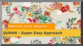 Memorize Surah Sequence
QURAN - Super Easy Approach
 