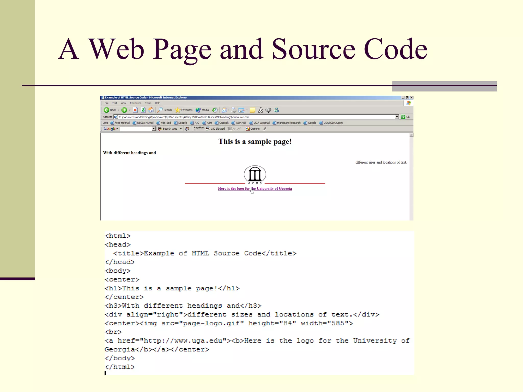 A Web Page and Source Code 