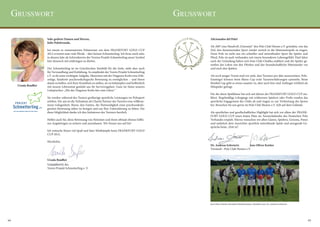 Grusswort                                                                                               Grusswort

                        Sehr geehrte Damen und Herren,                                                              Aficionados del Polo!
                        liebe Polofreunde,
                                                                                                                    Als 2007 eine Handvoll „Visionäre“ den Polo Club Hessen e.V. gründete, war das
                        bei einem so renommierten Poloturnier wie dem FRANKFURT GOLD CUP                            Ziel, den faszinierenden Sport wieder zurück in die Mainmetropole zu tragen.
                        2012 erwartet man viele Pferde – aber keinen Schmetterling. Ich freue mich sehr,            Denn Polo ist nicht nur ein schneller und mitreißender Sport für Spieler und
                        in diesem Jahr als Schirmherrin des Vereins Projekt Schmetterling unser Symbol              Pferd, Polo ist auch verbunden mit einem besonderen Lebensgefühl. Fünf Jahre
                        hier dennoch mit einbringen zu dürfen.                                                      nach der Gründung haben sich feste Club-Chukka etabliert und die Spieler ge-
                                                                                                                    nießen das Leben mit den Pferden und das freundschaftliche Miteinander vor
                        Der Schmetterling ist im Griechischen Sinnbild für die Seele, steht aber auch               und nach den Spielen.
                        für Verwandlung und Entfaltung. So empfindet der Verein Projekt Schmetterling
                        e.V. es als seine wichtigste Aufgabe, Menschen mit der Diagnose Krebs eine früh-            Als noch junger Verein sind wir stolz, drei Turniere pro Jahr auszurichten. Polo-
                        zeitige, fundierte psychoonkologische Betreuung zu ermöglichen – und ihnen                  Einsteiger können beim Bären Cup erste Turniererfahrungen sammeln. Beim
                        damit zu helfen, sich ihrer Krankheit zu stellen, sie zu bekämpfen und hoffentlich          Bembel Cup geht es etwas rasanter zu, aber auch hier sind Anfänger wirklich als
      Ursula Bouffier   mit neuem Lebensmut gestärkt aus ihr hervorzugehen. Ganz im Sinne unseres                   Mitspieler gefragt.
                        Leitspruches: „Mit der Diagnose Krebs hin zum Leben.“
                                                                                                                    Für die obere Spielklasse hat sich seit Jahren der FRANKFURT GOLD CUP eta-
                        Sie werden während des Tuniers großartige sportliche Leistungen im Polosport                bliert. Regelmäßige Lehrgänge mit erfahrenen Spielern oder Profis runden das
                        erleben. Für uns ist die Teilnahme als Charity Partner des Turniers eine willkom-           sportliche Engagement des Clubs ab und tragen so zur Verbreitung des Sports
                        mene Gelegenheit, Ihnen, den Gästen, die Notwendigkeit einer psychoonkolo-                  bei. Besuchen Sie uns gerne im Polo Club Hessen e.V. Zelt auf dem Gelände.
                        gischen Betreuung näher zu bringen und um Ihre Unterstützung zu bitten. Für
                        diese Möglichkeit danke ich den Initiatoren des Turniers herzlich.                          Als sportliches und gesellschaftliches Highlight hat sich vor allem der FRANK-
                                                                                                                    FURT GOLD CUP einen festen Platz im Turnierkalender des Deutschen Polo
                        Helfen auch Sie, diese Betreuung von Patienten und ihren oftmals ebenso hilflo-             Verbandes erspielt. Hierzu wünschen wir allen Gästen, Spielern, Grooms, Ponys
                        sen Angehörigen zu sichern und auszubauen. Wir freuen uns auf Sie!                          und natürlich dem Ausrichter sportlich mitreißende Spiele und anregende Ge-
                                                                                                                    spräche beim „Tritt-in“.
                        Ich wünsche Ihnen viel Spaß und faire Wettkämpfe beim FRANKFURT GOLD
                        CUP 2012.

                        Herzlichst,
                                                                                                                    Dr. Andreas Schwiertz          Jens-Oliver Kreiter
                                                                                                                    Vorstand - Polo Club Hessen e.V.


                        Ursula Bouffier
                        Schirmherrin des
                        Verein Projekt Schmetterling e. V.




                                                                                                                    Jens Oliver Kreiter, Bernhard Niederhammer, Danielle Lussi, Dr. Andreas Schwiertz




04                                                                                                                                                                                                      05
 