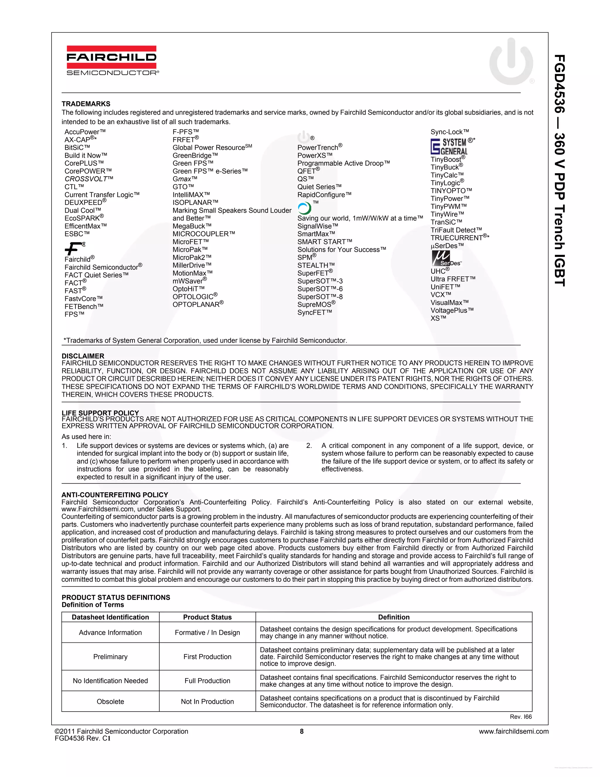 FGD4536 - FGD 4536 PDP Power MOSFET 300V 50A - Foto 7