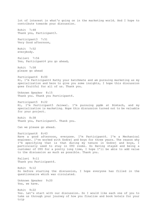 Transcript of Focus Group Discussion