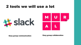 2 tools we will use a lot
Easy group communication Easy group collaboration
 