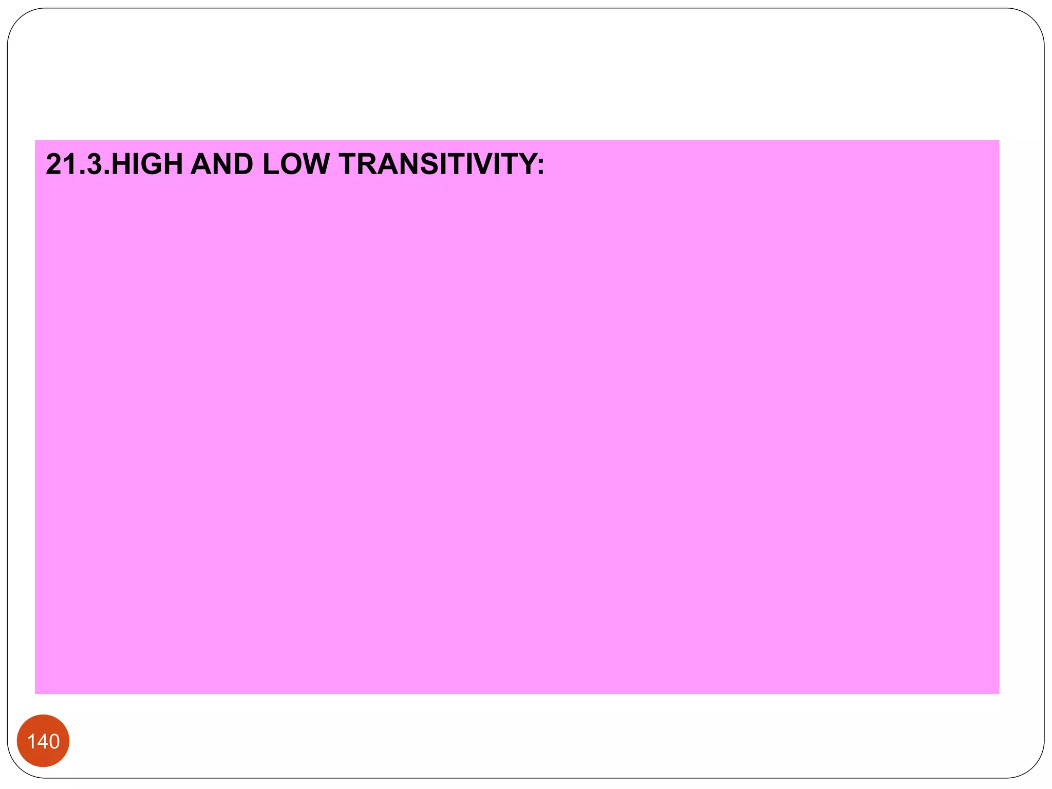 21.3.HIGH AND LOW TRANSITIVITY:
140
 